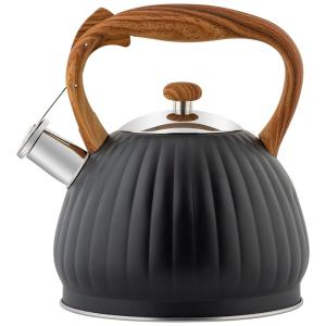 TEDSWAIT Chaleira de Chá 3.2L, com Apito, Aço Inoxidável, Preta