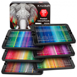 Conjunto de Lápis de Cor KALOUR 180 para Adultos Artistas Cores Vibrantes Núcleo Suave 12 Lápis Metálicos Ideal para Colorir Desenhar