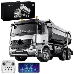 Carrinho de Controle Remoto Escala 1:20 com Caçamba para Transporte e Luzes, CHUO Caminhão Basculante, Cinza