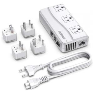 Transformador de Tensão 220V para 110V até 250W com 4 Portas USB 6A, BESTEK, Branco