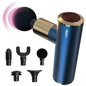 Massageador Pistola Elétrico Profissional Sem Fio 5 Acessórios e 4 Velocidades, AUPO, Azul