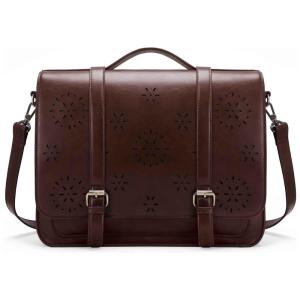 Bolsa Pasta de Couro PU 14 polegada Laptop, Café, ECOSUSI ES0120951A058 FBA