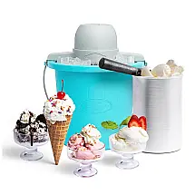 Sorveteira Elétrica 4L com Livro de Receitas, Aço Inoxidável, 110v, NOSTALGIA PICM4BG, Azul