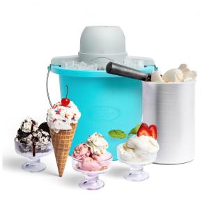 Sorveteira Elétrica 4L com Livro de Receitas, Aço Inoxidável, 110v, NOSTALGIA PICM4BG, Azul