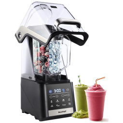Liquidificador Comercial 1,5 kW Preto Black BlendTide: Menos Espuma, Silencioso, Timer, 9 Velocidades, 6 Programas Smoothies, Autolimpeza