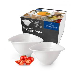 Conjunto de Tigelas 700mL com 2 Peças, Material de Porcelana e Formato Redondo Curvo, Villeroy Boch, Branco
