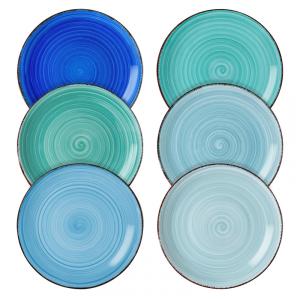 Conjunto de Pratos de Sobremesa 6 UN em Cores Frias, vancasso Bonita Blue