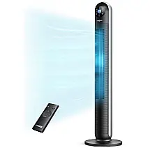 Ventilador de Torre com 12 Velocidades, Controle Remoto e Tela LED, 25W, 110V, PARIS RHÔNE TF019, Preto e Cinza