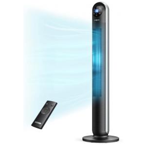 Ventilador de Torre com 12 Velocidades, Controle Remoto e Tela LED, 25W, 110V, PARIS RHÔNE TF019, Preto e Cinza