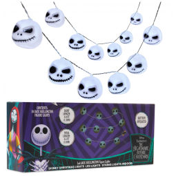 Luzes de Fada LED Disney The Nightmare Before Christmas Jack Skellington, 10 Luzes, 165 cm, Pilhas AA, Decoração Natalina