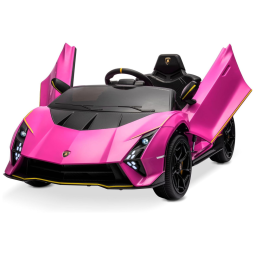Carro Elétrico Infantil Lamborghini Autentica com 4 Motores, Controle dos Pais, Bluetooth e Suspensão de Mola, 12V, Kidzone, Rosa