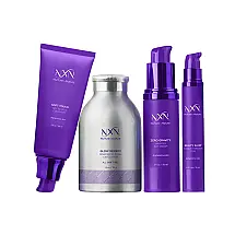 Kit Skincare Cuidados com a Pele 4 Produtos Anti Envelhecimento Hidratante, Limpador Suave, Esfoliante em Pó e Máscara Noturna, NXN, Violeta