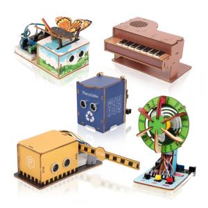 Kit eletrônico ACEBOTT QE200 5 em 1 em madeira com projetos ESP32 Wi‑Fi para experimentos de engenharia STEM