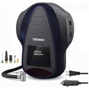 Compressor de Ar com Fio Portátil 150 PSI com Tela LED e Manômetro, 12V, TEROMAS, Azul