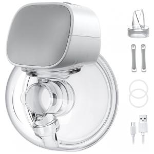 Bomba Tira Leite Unica Elétrica Recarregável com Painel Digital 2 Modos e 5 Níveis de Sucção, KOMPOLL RH 228, Rosa