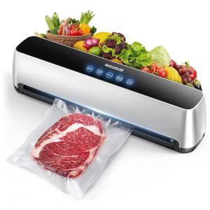 Seladora a Vácuo Automática 8 em 1 para Alimentos Secos e Úmidos com Cortador Embutido e Indicador LED, 110V, NIGOGOR, Prata