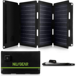 NusGear 30W Foldable Solar Panel Charger, 2 Output Ports Solar Charger, Water Resistant Material Solar Panels for Portable Power Station