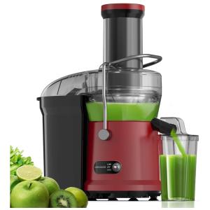 Centrífuga de Frutas com Velocidade Dupla e Fácil Limpeza, 110V 1000W, Hervigour, Vermelha