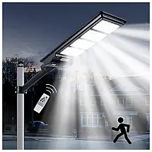 Luminária Solar Externa 30000 Lúmens 240 LEDS com Sensor de Momento e Controle Remoto, VIKRAMI VI 200, Preto