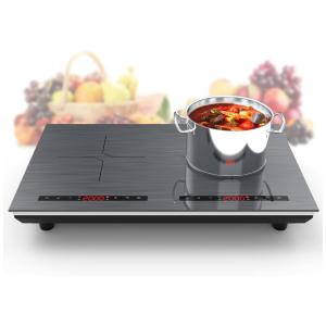 Cooktop de Indução Elétrico com 2 Queimadores de 60 cm, 9 Níveis de Temperatura e Trava de Segurança, 110V 4000W, POTFYA, Cinza