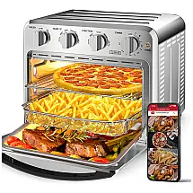 Forno Elétrico de Bancada Geek Chef 24L 10 em 1 Multifunções com 6 Acessórios de Cozinha em Aço Inoxidável, 110V, 1700W, Prata
