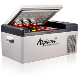 Mini Geladeira e Freezer Automotivo 15 Litros 12, 24V DC e 110 240 AC e Sistema Solar, ALPICOOL, Cinza