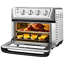 Fritadeira Elétrica AirFryer 21.5L em Aço Inoxidável com Painel Digital e Desligamento Automático, 1800W, 110v, MEDIMALL, Prateado