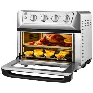 Fritadeira Elétrica AirFryer 21.5L em Aço Inoxidável com Painel Digital e Desligamento Automático, 1800W, 110v, MEDIMALL, Prateado