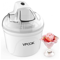 VPCOK Ice Cream Maker 1.5 Qt Electric Frozen Yogurt Sorbet Ice Cream Machine with Recipe Easy Automatic Home Ice Cream Frozen Yogurt Maker