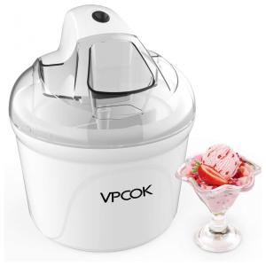 VPCOK Ice Cream Maker 1.5 Qt Electric Frozen Yogurt Sorbet Ice Cream Machine with Recipe Easy Automatic Home Ice Cream Frozen Yogurt Maker