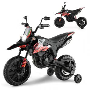 Moto Elétrica Infantil a Bateria 12V com Rodinhas, Suspensão de Mola, Farol e Música, 3 a 8 Anos, INFANS, Vermelha
