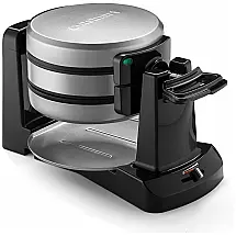 Máquina de fle Dupla Antiaderente e Rotativa, Aço Inox, 1400W, 110v, CUISINART WAF F40, Prateado