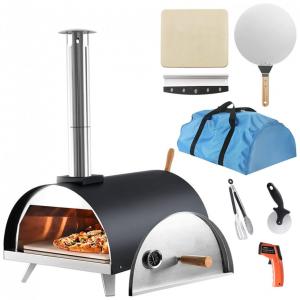 ELEVTAB Forno de Pizza a Carvão com Termômetro Infravermelho, Preta
