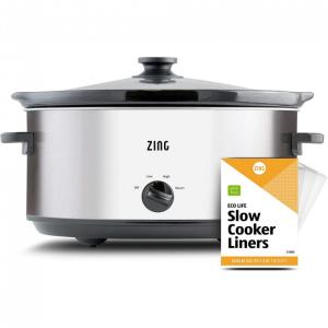 Zing Panela Elétrica com Capacidade de 6L, Aço Inoxidável, 240W, 110V, Prata
