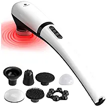 Massageador Terapêutico Elétrico de Percussão sem Fio Portátil com 7 Acessórios e 6 Velocidades, KOOLERTHINGS, Branco