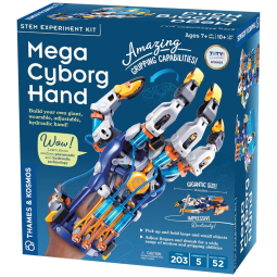 Kit STEM mão robótica hidráulica Thames & Kosmos Mega Cyborg Hand, ajustável, tamanho pequeno