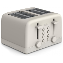 BELLA Torradeira 4 Fatias com 6 Níveis de Tostagem, Funções Reaquecer e Cancelar, Bandeja Removível, 1500W - Oatmilk