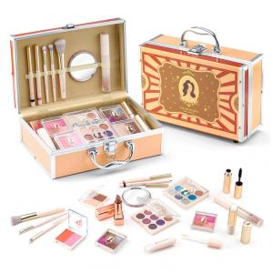 Kit de Maquiagem Infantil com 41 Peças e Estojo para Adolescentes de 12 a 16 Anos, Color Nymph Retrô, Vermelho