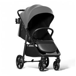 Carrinho de Bebê para Passeio com Assento Espaçoso, Modo Plano, Dossel Grande UPF 50 e Dobrável Compacto, Mompush, Cinza