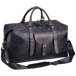Seyfonia Bolsa de Viagem Masculina Clássica de Couro , Preta