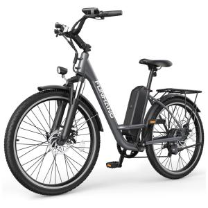 Bicicleta Elétrica Funhang EB-C1 1000W com Bateria Removível 48V, 7 Velocidades e Tela LCD para Deslocamento Diário, GRAFITE
