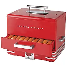 Preparador de Cachorro Quente 2 em 1 Vaporizador Capacidade até 24 Hot Dogs, NOSTALGIA HDS248RD, Vermelho
