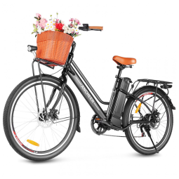 Bicicleta Elétrica ANCHEER 26 para Adultos, Modelo City Bike com Chassi Baixo e Motor de 750W, Bateria de 48V374Wh, Autonomia de até 80Km