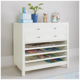 Organizador de Arte Infantil Martha Stewart Branco Linho com Gavetas e Racks Removíveis G77100 (84 cm x 51 cm x 79 cm)
