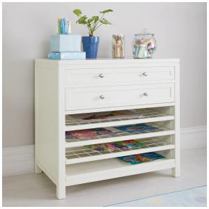 Organizador de Arte Infantil Martha Stewart Branco Linho com Gavetas e Racks Removíveis G77100 (84 cm x 51 cm x 79 cm)