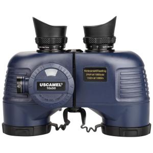 Binóculos Marinho 10x50 para Adultos à Prova dágua com Bússola Telêmetro, USCAMEL, Azul