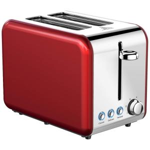KitchenBro Torradeira de 2 Fatias com 6 níveis de Tostagem, 850W, 110V, Aço Inoxidável