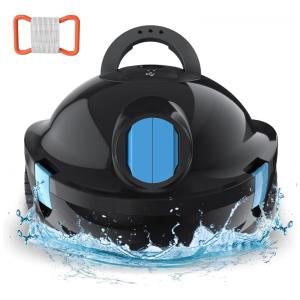 Robô Limpador de Piscina sem Fio com Tempo de Execução de 1,3H, Estacionamento Automático, Leve e Potente, INSE Y10, Preto