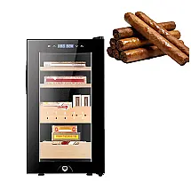 Adega Elétrica para Charutos Koyike 46L 200 Unidades Preto Controle Temperatura e Umidade Madeira Cedro Espanhol 240V