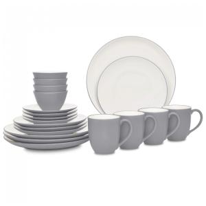 Aparelho de Jantar, Elegância e Sofisticação para Sua Mesa com 20 Peças, Formato Redondo e Material de Cerâmica, Noritake, Branco e Cinza